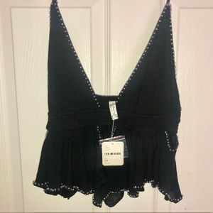 Free people crop rhinestone tank